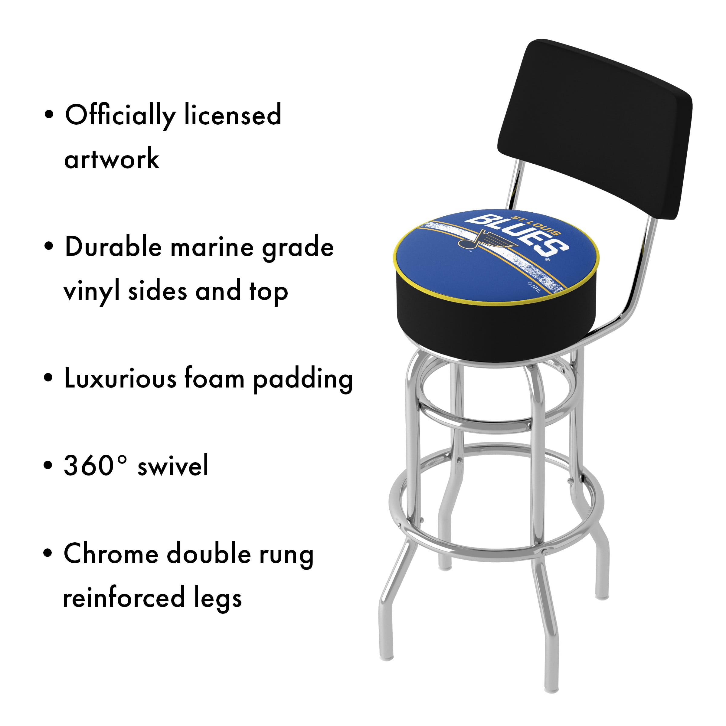 Trademark Gameroom St. Louis Blues Logo Bar Stool with Back Rest
