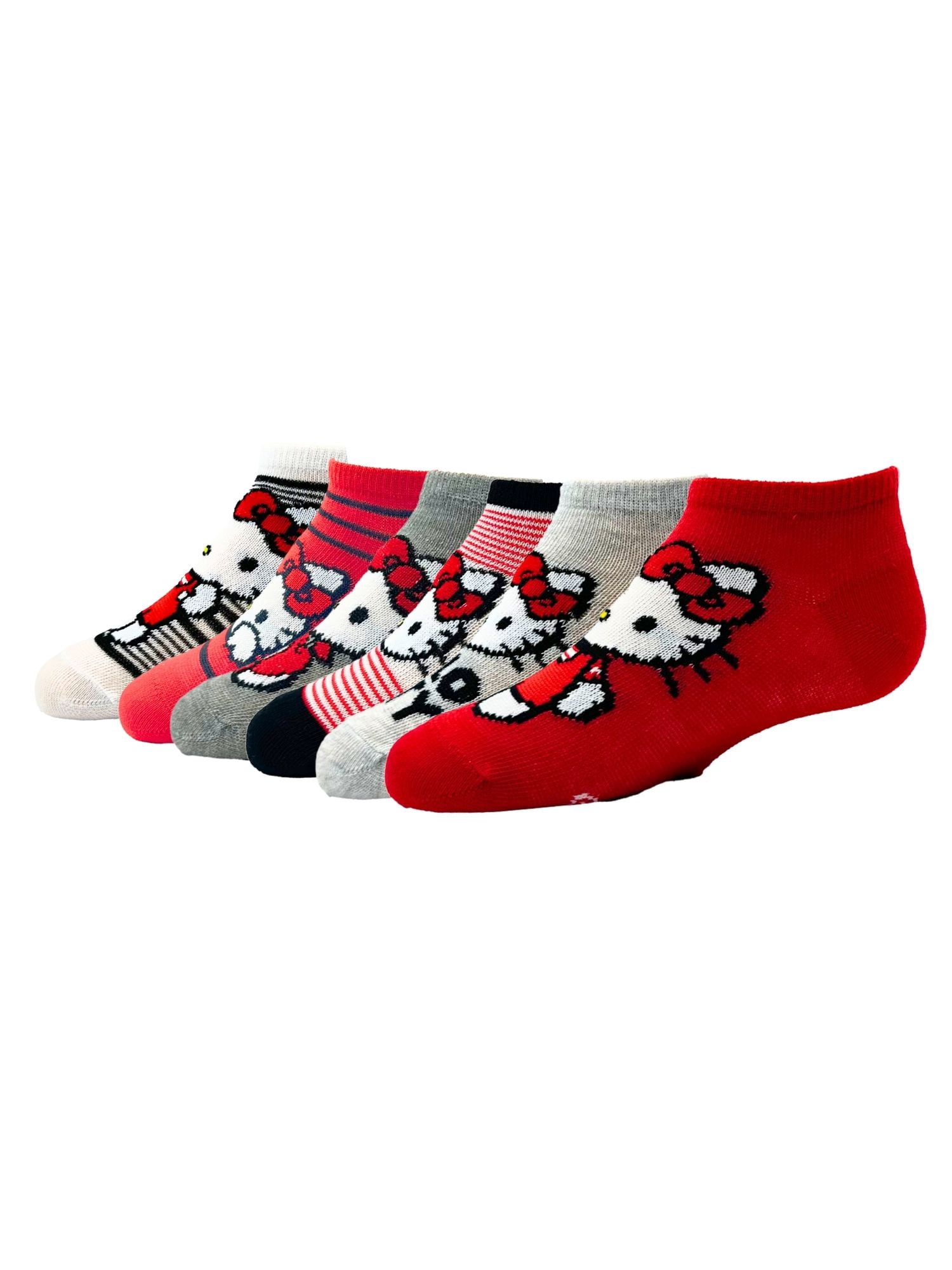 Hello Kitty Girls No-Show Socks, 6-Pack, Sizes S/M-M/L