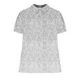 thumbnail image 5 of Women's Linen Blouses Peter Pan Collar Vintage Floral Puff Short Sleeve Shirts Summer Trendy Dressy Casual Tops (M, Multicolor 9), 5 of 5