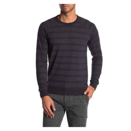 $69 Civil Society ,Porter Stripe Print Pullover Sweater,NAVY/BLACK,Size M