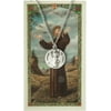 Pewter Saint St Francis of Assisi Medal with Laminated Holy Card, 3/4 Inch
