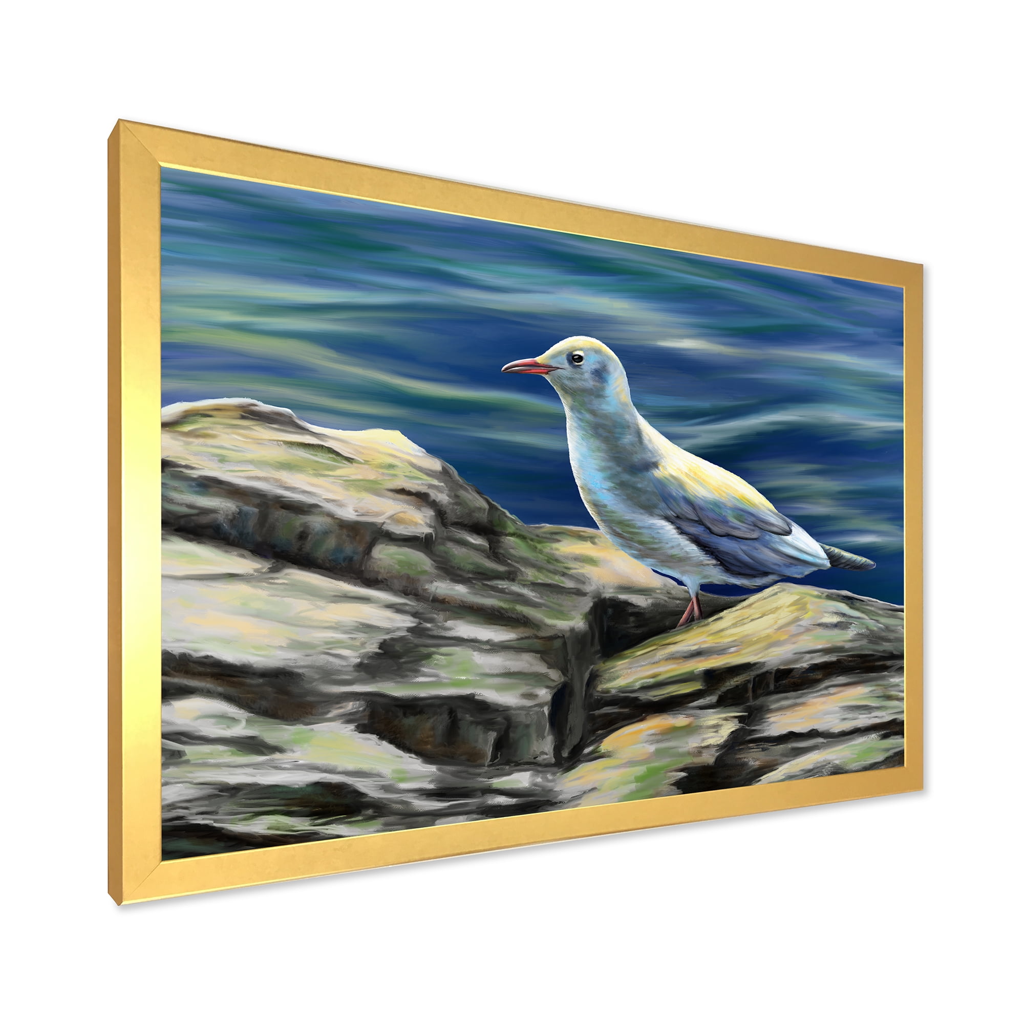 Designart 'Portrait of Seagull Birds By The Sea' Nautical & Coastal Framed Art Print