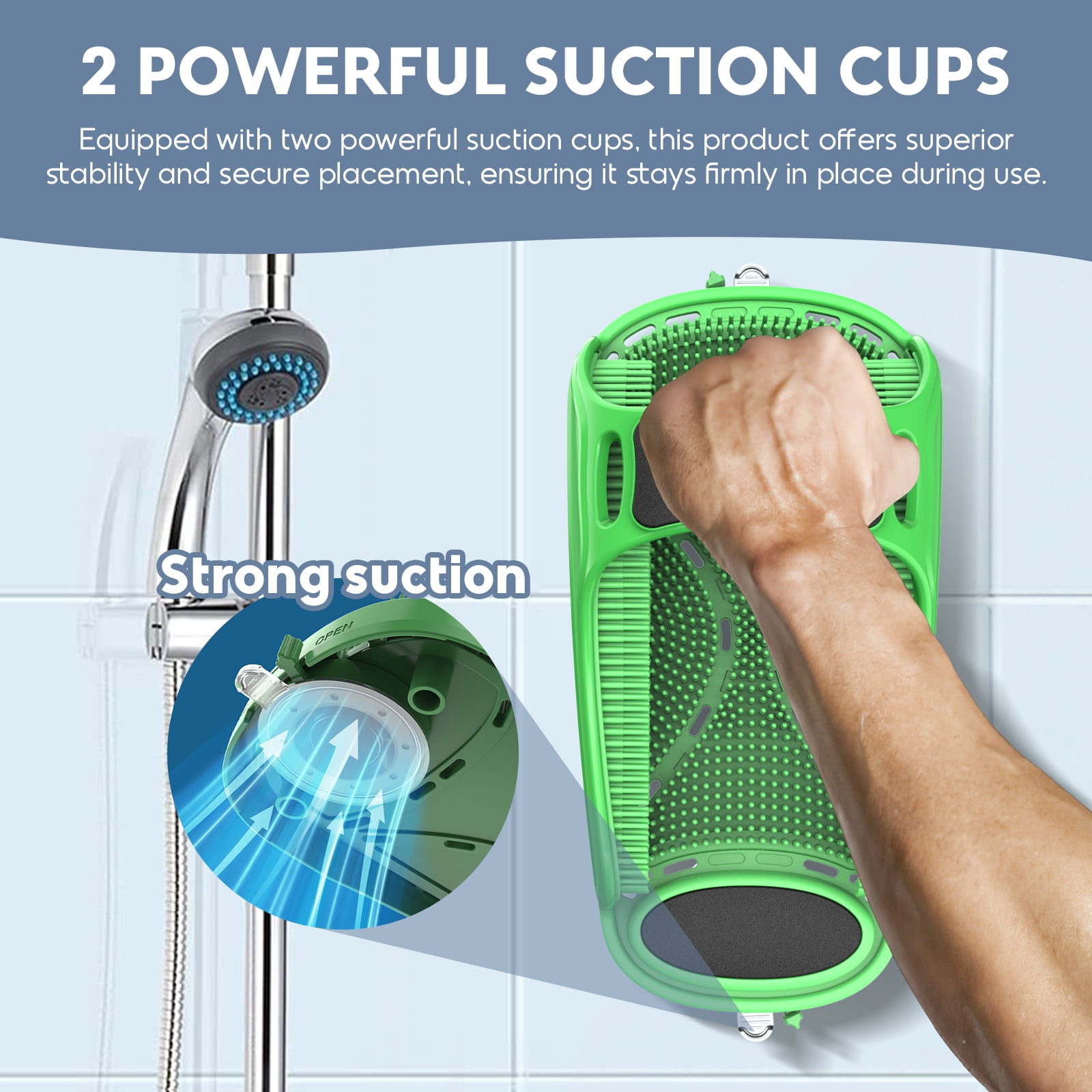 Aukfa Shower Foot Scrubber, Non-Slip Foot Washer Care for Exfoliating Cleaning, Green, 1 Pcs
