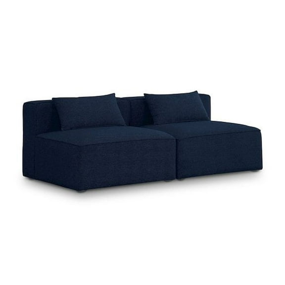Meridian Furniture Cube Navy Durable Linen Modular Sofa