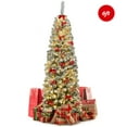 thumbnail image 4 of Gymax 6ft Pre-lit Pencil Snow Flocked Pencil Christmas Tree Holiday Decoration, 4 of 10