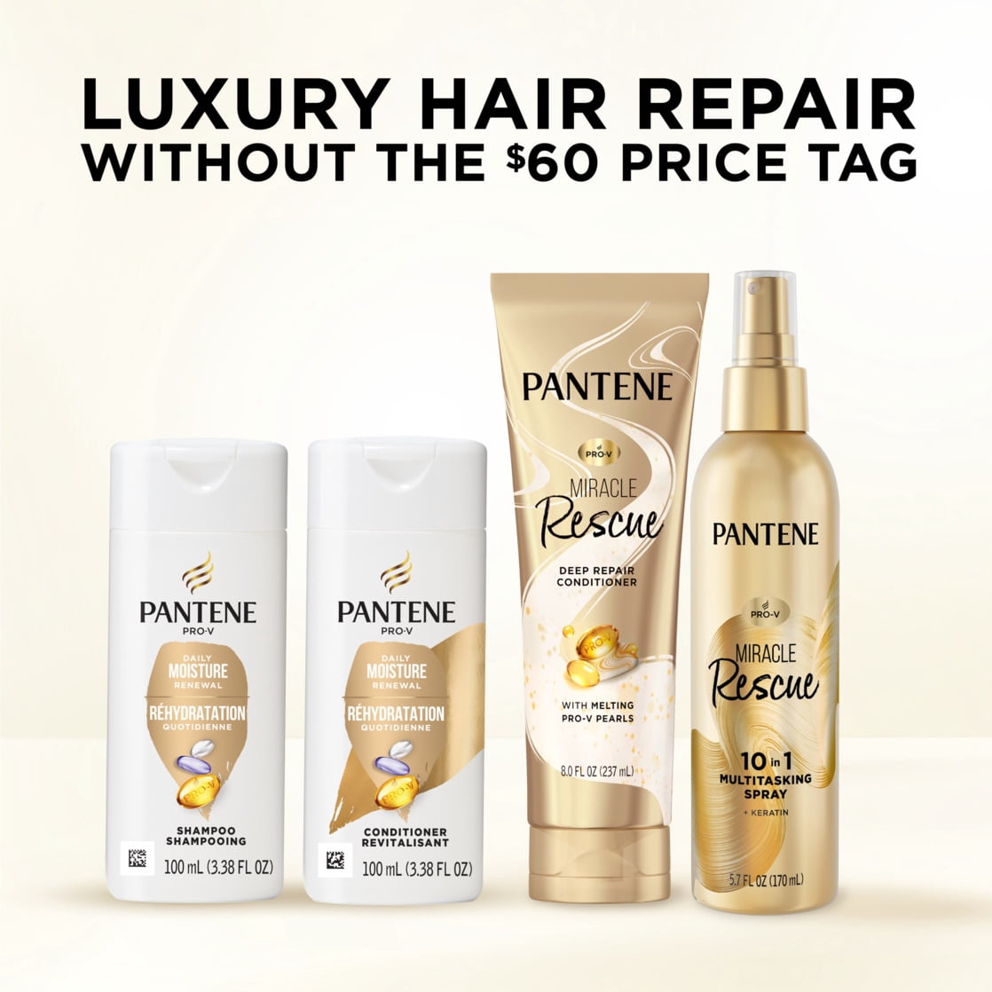 (3 pack) Pantene Pro-V Shampoo, Daily Moisture Renewal, for All Hair Types, 3.38 fl oz