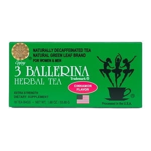 3 Ballerina Herbal Tea Cinnamon Flavor 18 Teabags (1 Pack)