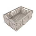 thumbnail image 4 of Large Grey Collapsible Plastic Storage Crate - Durable Hollow Breathable Design with Side Handles, Space-Saving Foldable Organizer for Home, Office, Laundry Room, RVs, Ideal for Toys, Documents and, 4 of 6