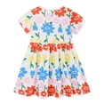 thumbnail image 6 of Ulanda Toddler Girls Dress Cotton Casual Short Sleeve Striped Jersey Dresses Summer Cartoon Dinosaurs Appliques Shirt 2-7Y (White,6-7 Years), 6 of 9