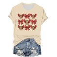 thumbnail image 1 of Hyknon Hauts pour Femmes Été Saint-Valentin Imprimé Manches Courtes Col Rond Haut/chemise Pull Doux Polyvalent pour Sortir, 1 of 4