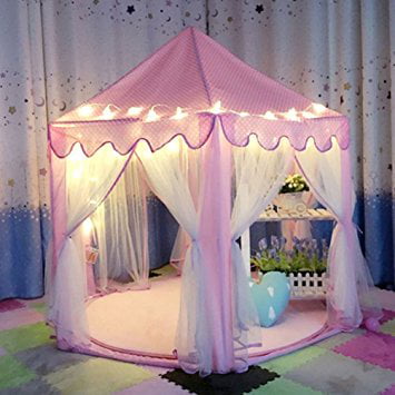 Girls Pink Princess Castle Cute Playhouse Children Kids Play Tent Toy In/Outdoor 