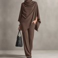thumbnail image 2 of Vornjynx Women's 2 Piece Sets Fall Outfits Round Neck Long Sleeve Tops Pocket Long Pants Lounge Matching Sets Brown Size M, 2 of 5