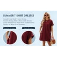 thumbnail image 3 of Womens T Shirt Dresses Short Sleeve Loose Tunic Tops with Pocket Casual Swing Basic Dress Dressy Fashion Womens Clothes Vacation Holiday Summer Sundress Solid Color Pink Plus Size 3XL, 3 of 6