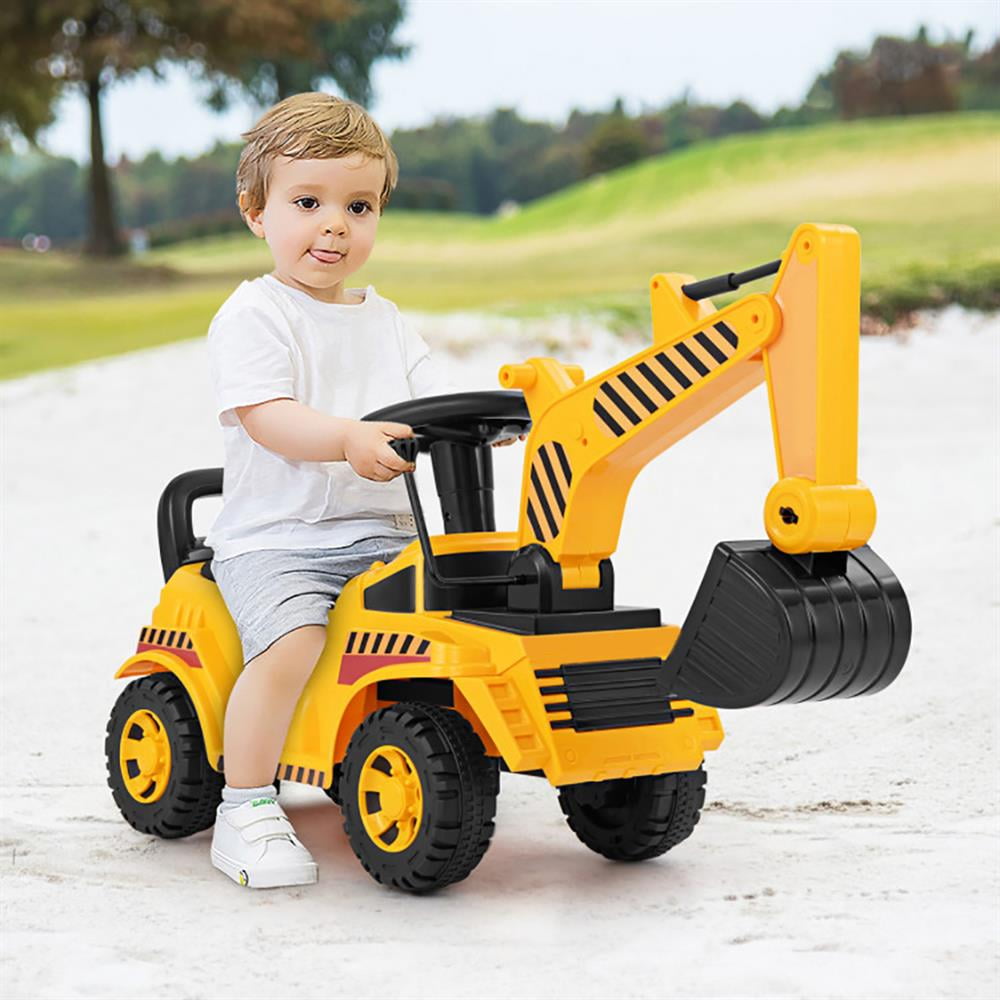 Resenkos Kids Ride on Excavator with Adjustable Shovel-Yellow