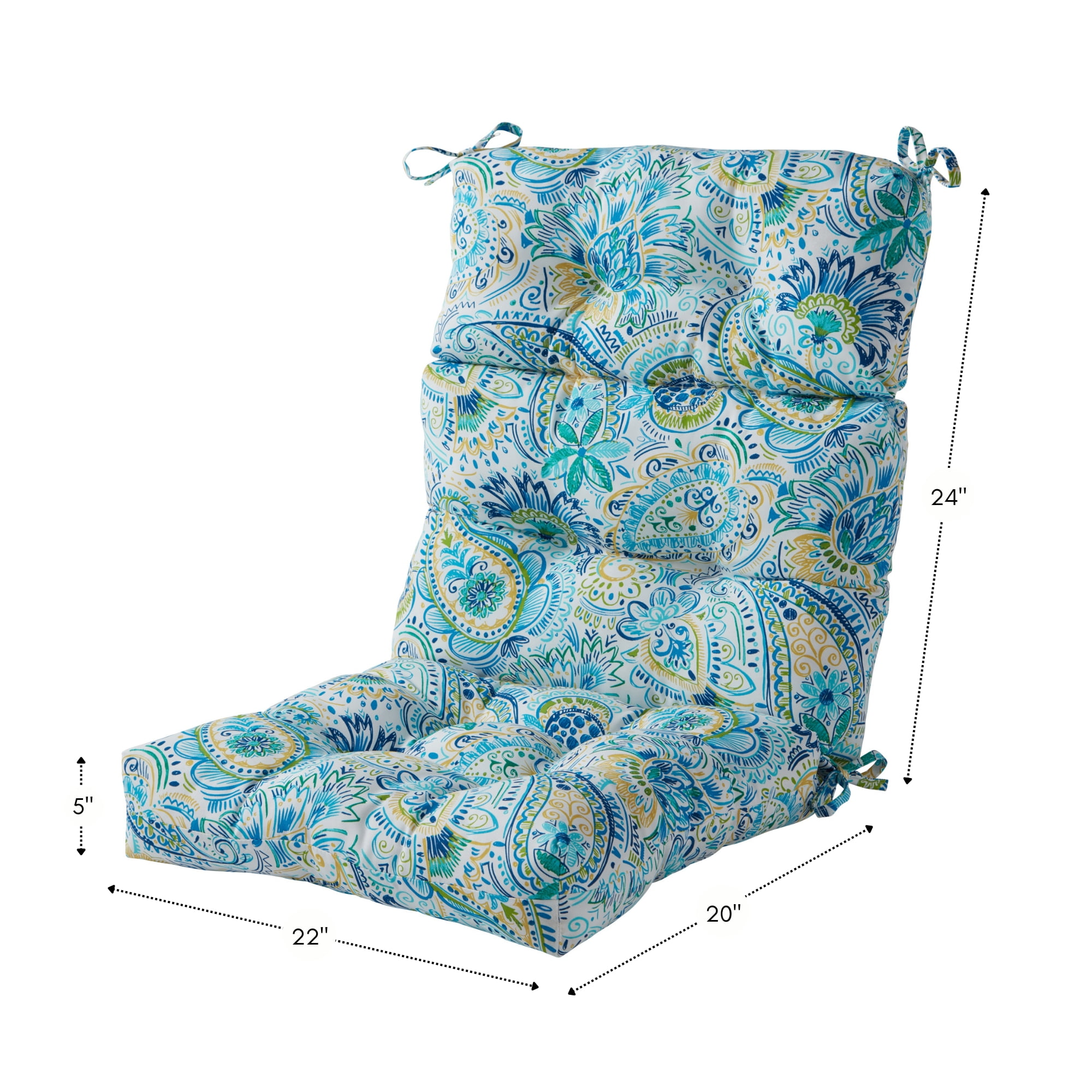 Baltic Paisley 44 x 22 in. Outdoor High Back Chair Cushion (2-Pack) by Greendale Home Fashions