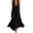 Black, variant on Women's Split V Neck Sleeveless Maxi Linen Dress Dual Side Patch Pockets Dual Tier Ruffle Hem Loose Flow Fit Casual Resort Cover Up Dress