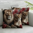 thumbnail image 3 of Leisuo Rose Flower Pillow Covers, Animal Lion Print Throw Pillow Covers For Office Sofa Couch Bed Bedroom Decor, Floral Cushion Cases, Modern Decorative Pillow Covers, 3 of 5