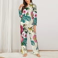 thumbnail image 3 of Junzan Bird Butterfly Rose Print Womens Pajama Sets,Long Sleeve Button Down For Women Pjs 2 Piece, 3 of 9