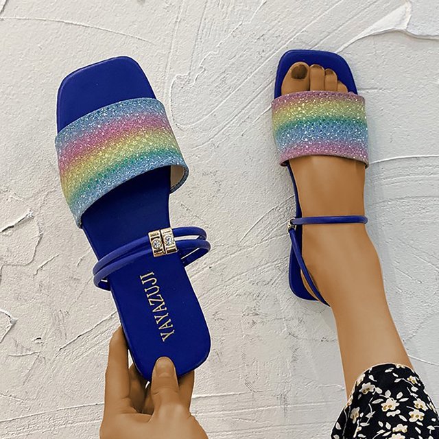 LEEy-World Chaussons pour Femmes Mode Été Imprimé Fraise Ananas Bout Ouvert Talon Compensé Épais Grand