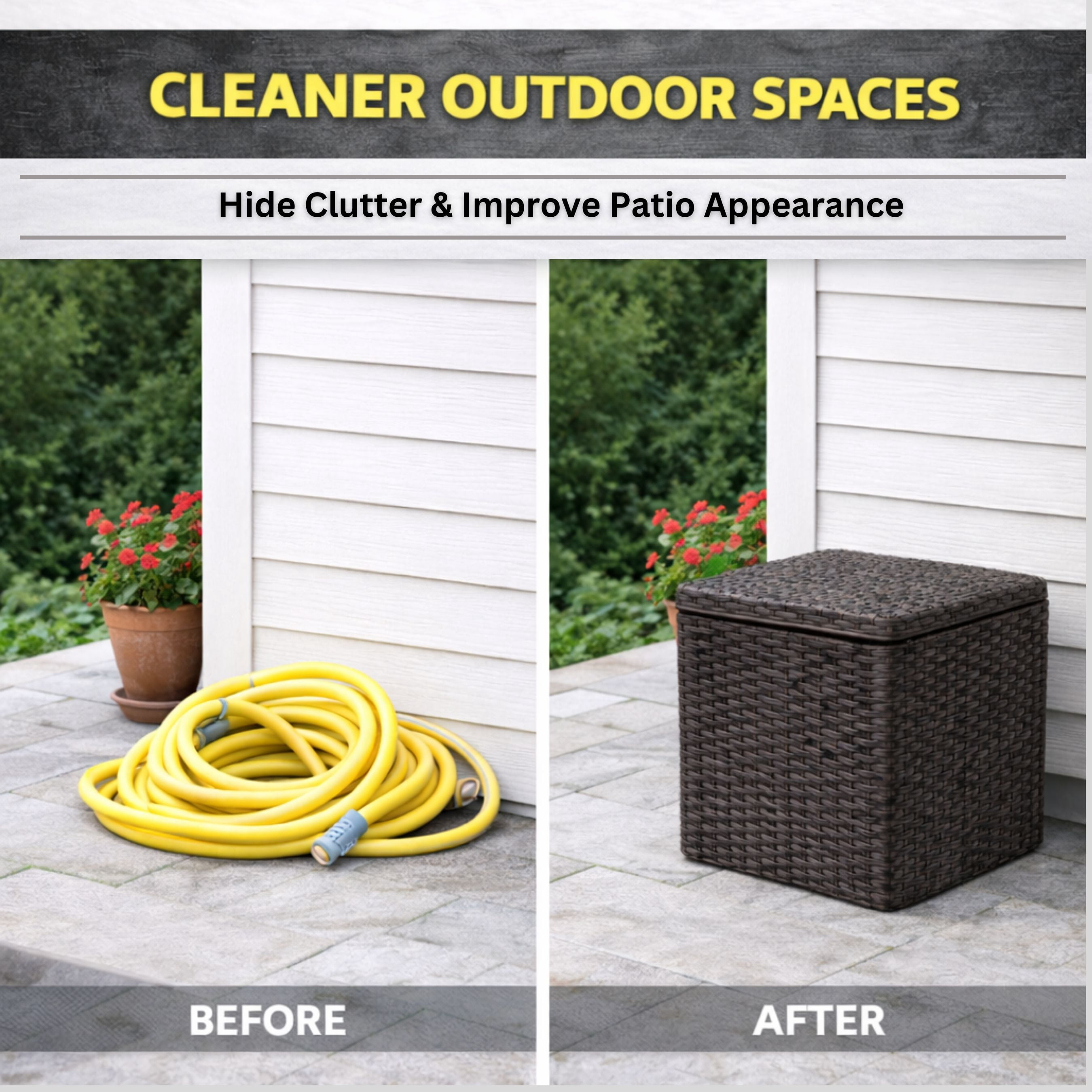 Real Hose Storage Outdoor Garden Hose Storage Holder, Decorative Garden Hose Storage Box, Storage for Garden Tools, Garden Hose, Lawn and Garden Products, 200ft Hose Capacity