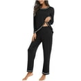 thumbnail image 2 of lmcalzta Womens Summer Pajama Sets Long Sleeve Top and Pants Pjs Outfits Nightwear Loungewear, 2 of 6