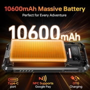 OUKITEL WP23S Rugged Phone Unlock, 10600mAh Battery, 4GB RAM, 64GB Storage, 6.52-inch, Android 15, Black/Orange/Green