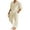 Khaki, variant on Aunavey Men's 2 Pieces Cotton Linen Set Henley Shirt Long Sleeve and Casual Beach Pants Summer Yoga Outfits