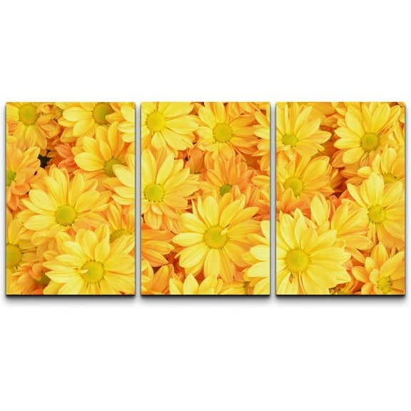 wall26 Canvas Print Wall Art Set Yellow Daisy Field Collage Nature Wilderness Photography Modern Art Rustic Scenic Colorful Ultra for Living Room, Bedroom, Office - 24"x36"x3 Panels