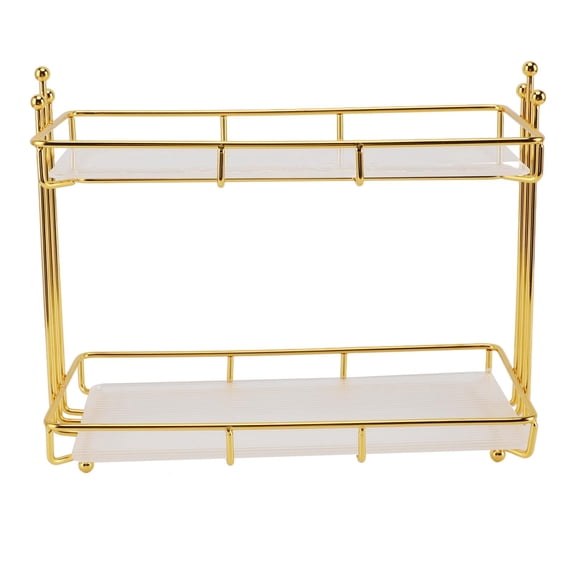 BIMZUC 2‑Tier Makeup & Cosmetic Shelf Organizer – Acrylic Tray, Stainless Steel Frame, Large Capacity, Easy Assembly, Ideal for Bathroom, Kitchen, Office