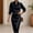 #0002-Black, variant on Womens Long Sleeve Belted Dress V-Neck Lapel Solid Color Flowy Casual Party Daily Ankle Length Midi Dress Gift