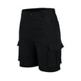 thumbnail image 5 of FRSASU Women's Work Cargo Shorts Summer Straight Leg Knee Length Plain Elastic Waist Regular Fit Shorts Black, 5 of 5