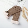 thumbnail image 3 of Lilgiuy Winter Touchscreen Gloves for Women Solid Color Warm Windproof Stretchy Soft Texting Mittens for Skiing Skating Khaki, 3 of 4