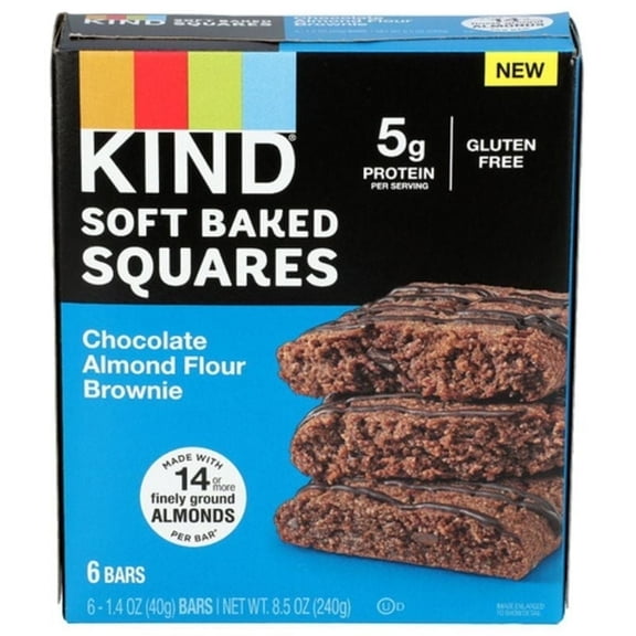 Kind Chocolate Almond Flour Brownie Soft Baked Squares 6 ct Pack of 4