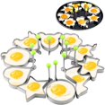 thumbnail image 1 of 10 Pack Stainless Steel Fried Egg Rings Set,Egg Shaper Pancake Form Mold Maker with Handle Non-Stick for Griddle Pan, 1 of 5