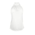 thumbnail image 5 of felwors Summer Sleeveless Neck Halter Tank Tops Back Pleated Casual Keyhole Cami Blouse White for Size M, 5 of 7