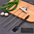 thumbnail image 2 of Three Prong Barbecue Fork Semi Automatic Barbecue Fork Household Barbecue Needle Barbecue Skewer BBQ for Family Wife, 2 of 6