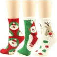 thumbnail image 2 of 3Pairs Women Christmas Fuzzy Fluffy Socks - Cozy Warm Slipper Bed Socks For Xmas Gift, 2 of 6