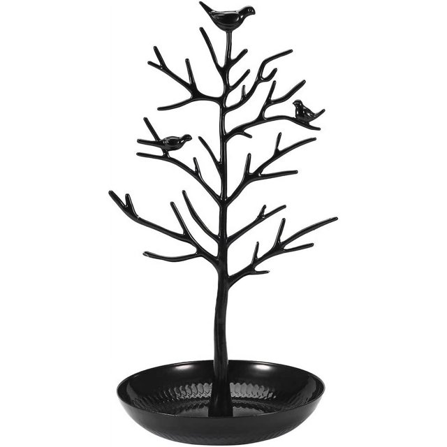 estante de metal para pendientes, organizador de collares, soporte para joyas, pantalla decorativa, soporte para árbol multifuncional, ónix, negro