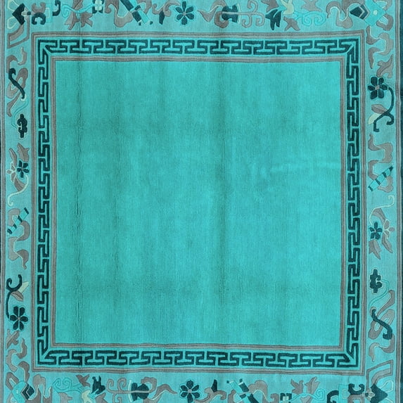 Ahgly Company Indoor Square Oriental Light Blue Asian Inspired Area Rugs, 4' Square