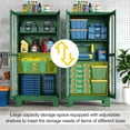 thumbnail image 4 of 61.02" Metal Display Storage Cabinet,Tall Kitchen Pantry Cabinets with Cross Acrylic Glass Doors and Adjustable Shelves,Freestanding Storage Cupboard for Kitchen, Living Room(Green), 4 of 7