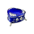 thumbnail image 1 of Treasure Chest Box Heart Shape Ear Holder Jewelry Box Small for Wedding Blue, 1 of 9