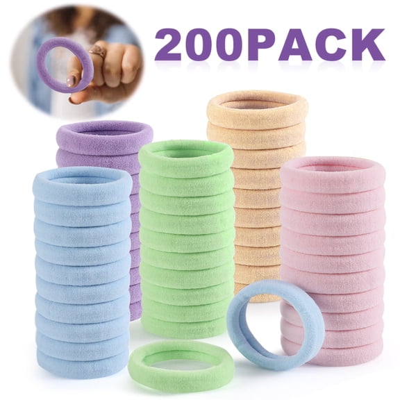 Square 200 Pcs Thick Seamless Spring Hair Ties, Ponytail Holders Hair Accessories No Damage for Thick Hair (Spring Colors)