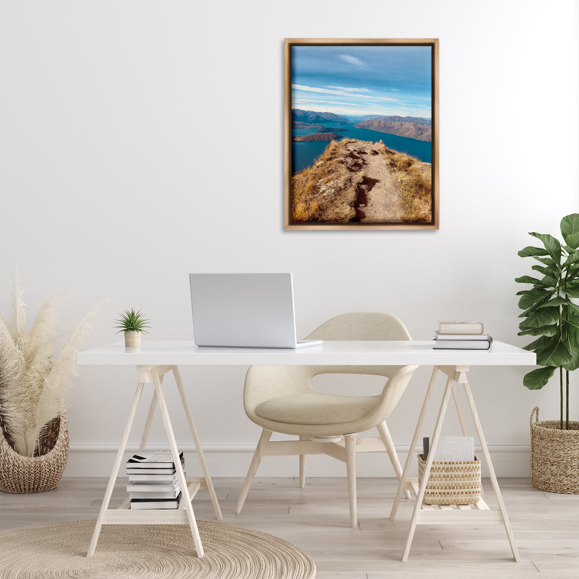 Stupell Industries Cliffs over Blue Sea Landscape Photography Brown Floater Framed Art Print Wall Art, 25 x 31