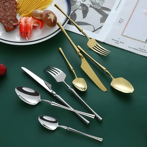 8 pcs Flatware Set for 2, Stainless Steel Cutlery Set for Kitchen, Home, Wedding, Party, Mirror Polished and Dishwasher Safe