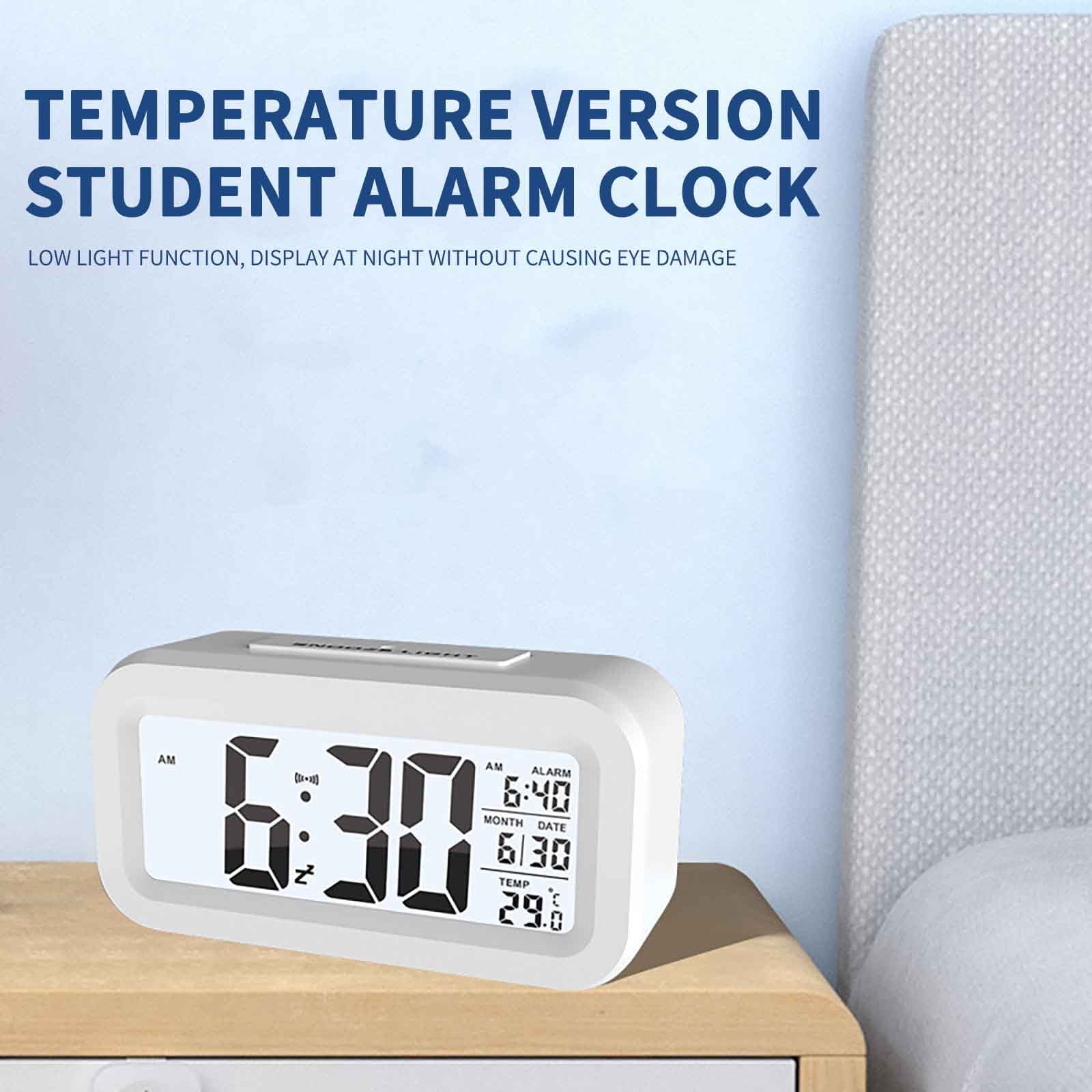 Digital Alarm Clock with Indoor Temperature Display,Battery Operated,Snooze Light Mode,12/24H LCD Display for Bedrooms Heavy Sleepers Kids Travel Bathroom Desk Smart Clock