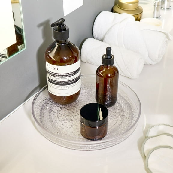 iDesign Clear Rain Lazy Susan Turntable Cosmetic Organizer for Vanity  and Cabinet