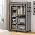 thumbnail image 5 of Portable Closet, Wardrobe with 6 Shelves and Hanging Rod, Storage Organizer for Bedroom, Non-Woven Fabric Cover with 4 Side Pockets, Includes 2 Storage Bags for Clothes, Black, 5 of 18