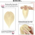 thumbnail image 4 of MY-LADY Woman 100% Remy Real Topper Human Hair Hair Extensions Natural Daily Hair Wigs Straight Hair Piece #613 Bleach Blonde 6inch, 4 of 8