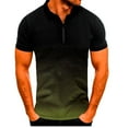thumbnail image 2 of Yufatyle Men Short Sleeve Polyester Turndown collar Gradient, Sports, Printed Casual Shirts Army Green XXXL, 2 of 3