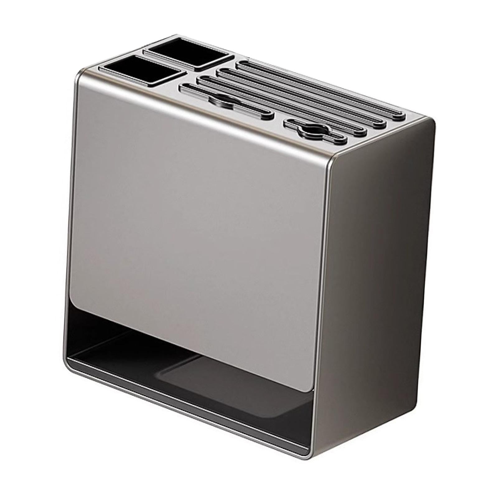 Fiocias Knife Block Carbon Steel Multiple Slots with Drain Tray Knife Utensil Holder Countertop